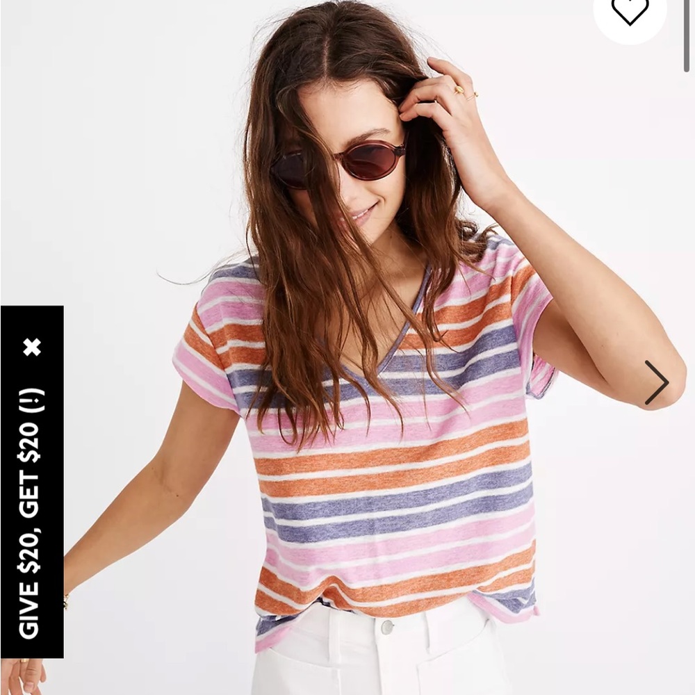 Skyline v neck tee in Elliott stripe